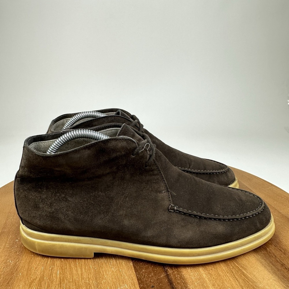 Mens Loro Piana Brown Suede Desert Lace Up Moccasin Chukka Ankle Boots Size 41